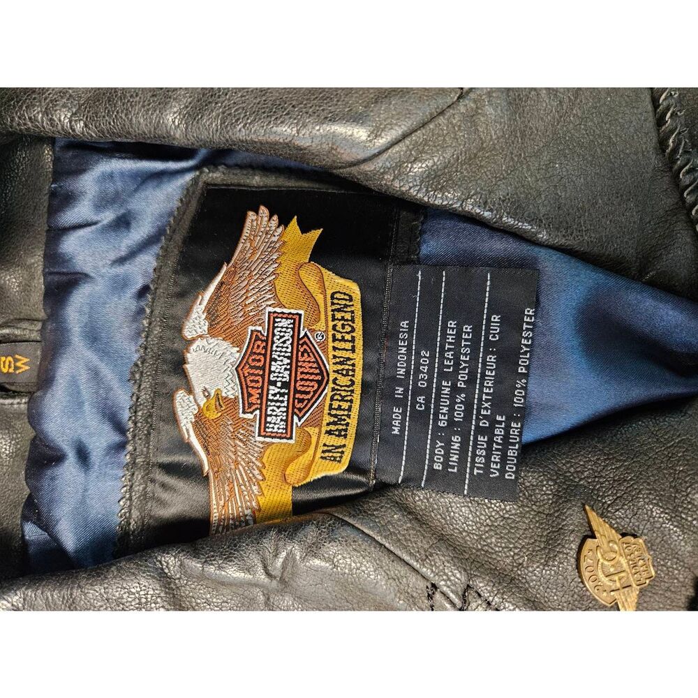 Harley-Davidson Charcoal Black Leather Moto Jacket Womens size Small - Picture 15 of 15